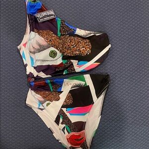 NEW! Vilebrequin One Piece Swimsuit - Black and White with Multicolor Accents